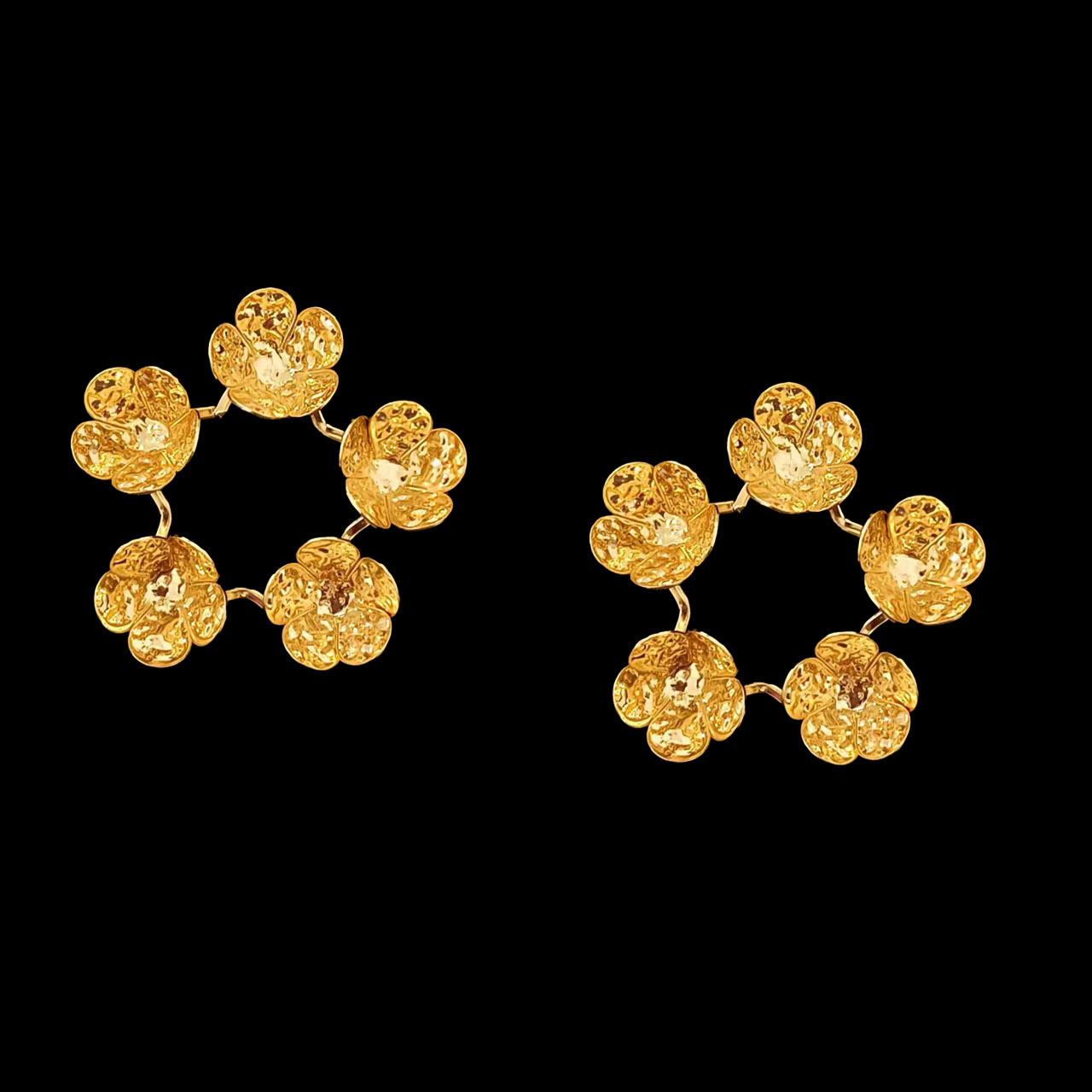 Золотые серьги-гвоздики с османтусом, женские, преувеличенный дизайн, высококачественные