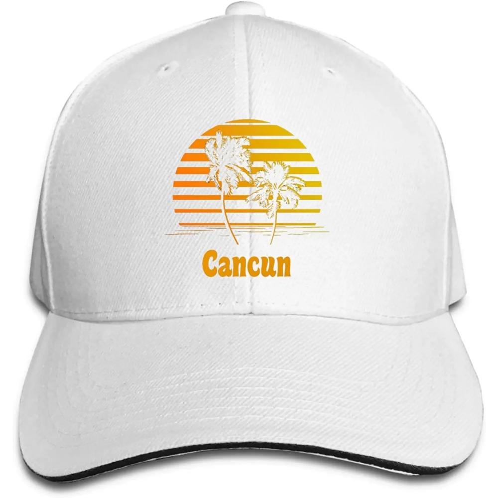 Cancun Mexico Sunset Palm Beach Unisex Baseball Cap Adjustable Hat Sandwich Cap Hip Hop Hats Trucker Dad Hats