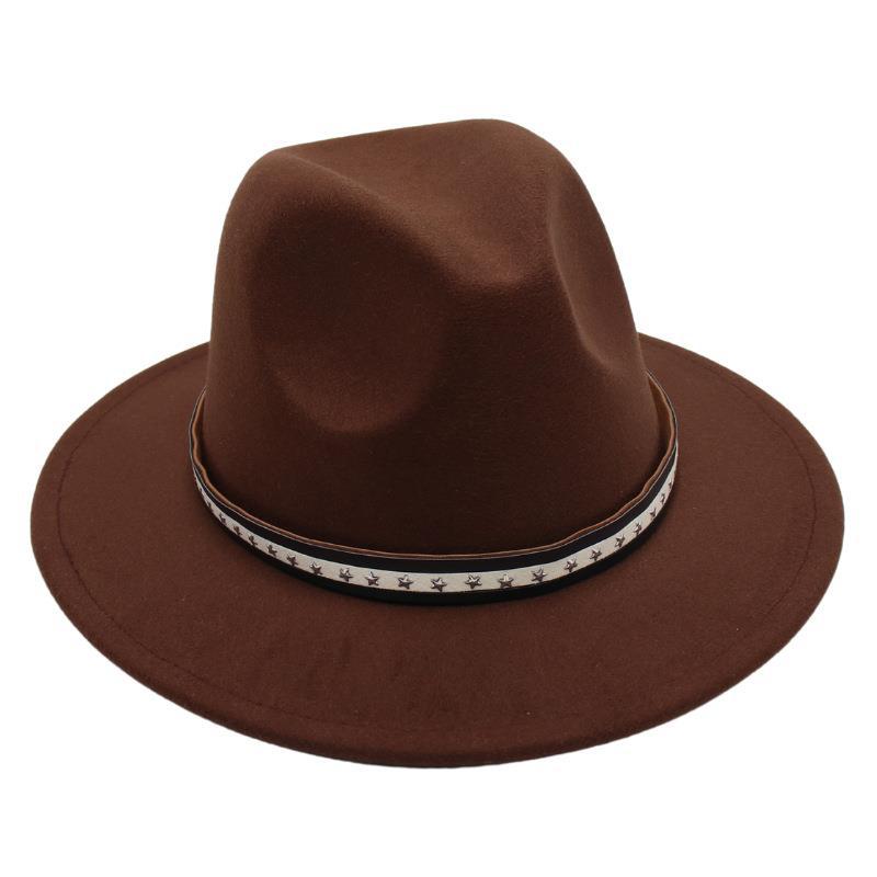 Foreign Trade Retro Top Hat Pentagram Jazz Hat Men'S And Women'S Felt Hat European And American Style Hat Woolen Hat Wool