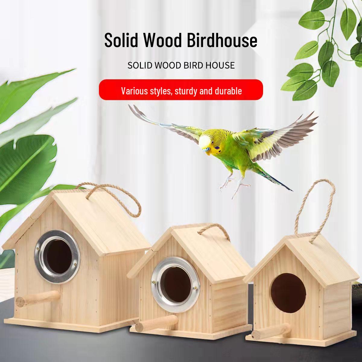 Solid Wood Bird Nest: Parrot Breeding Box for Budgie and Cockatiel