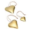 3Pcs Heart Shaped Decorative   3D Metal Brass Vintage Hanging Ornament Valentine Day Decoration Wall Art with Rope for Home Indoor Outdoor
