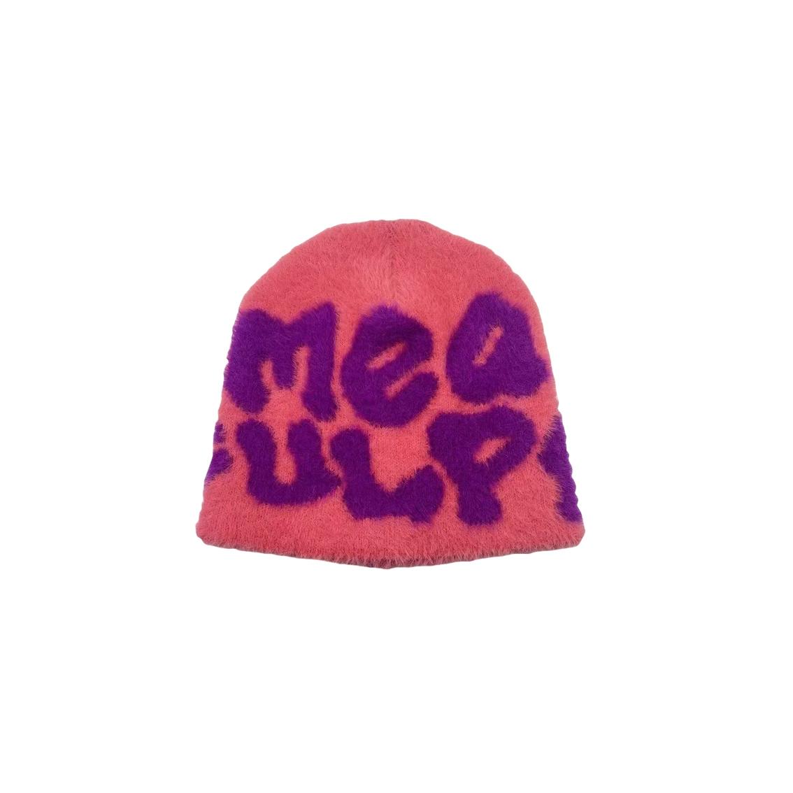 Custom Wholesale With Logo Y2K Beenies Acrylic High Quality Knit Premium Cashmere Mohair Mea Culpa Jacquard Mohair Beanie 21*21cm арбуз красный