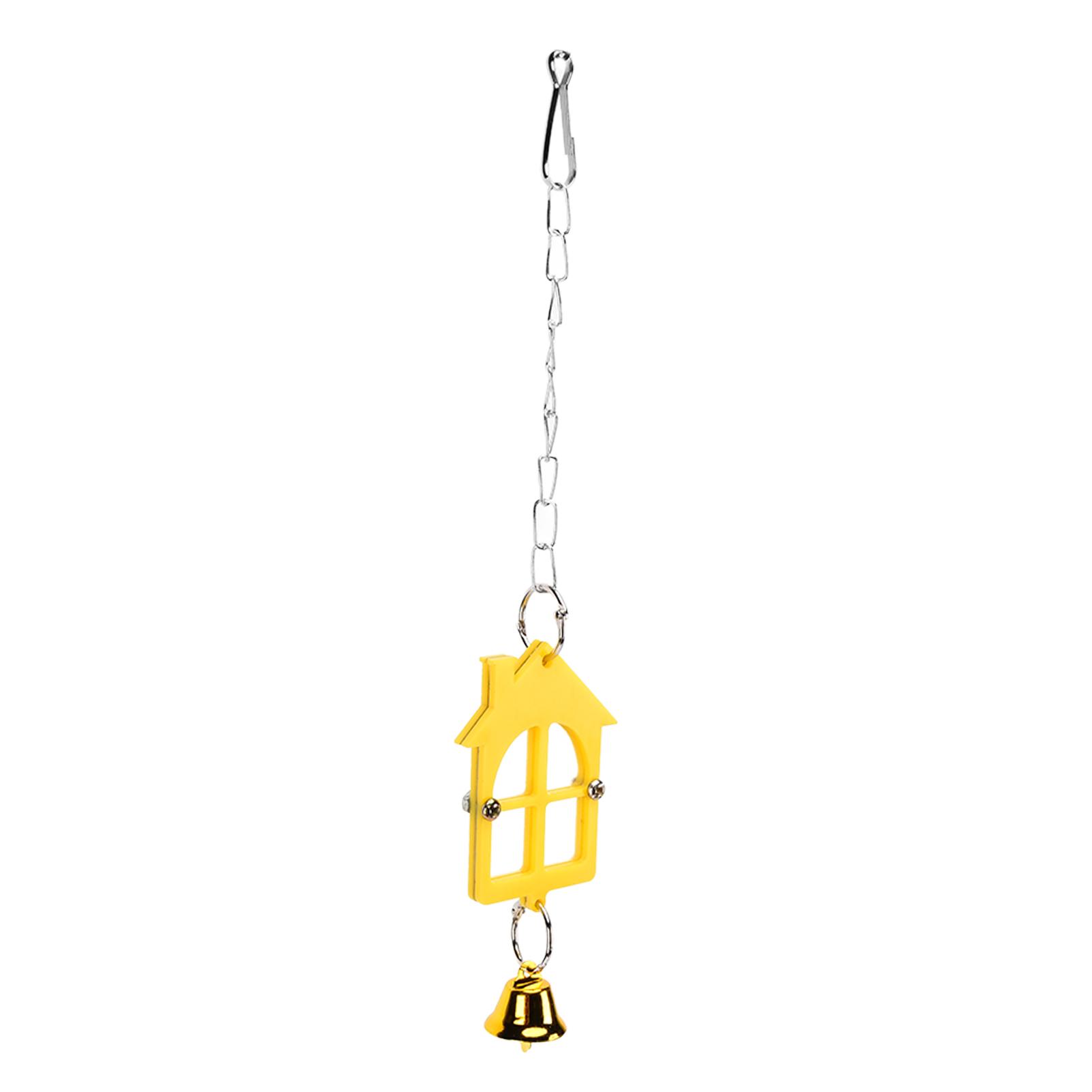Bird Hanging Mirror Anti Shatter Cute Birdcage Toy Mirror with Bell for Parakeet Cockatiel