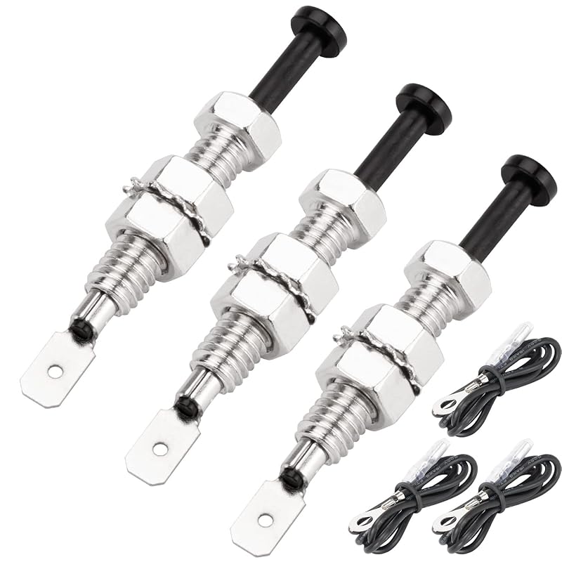 DaierTek Door Pin Switch Car Hood Jamb Auto Alarm Security Adjustable Momentary ON Off 12VDC 20A for Automotive Trunk - 3Pcs