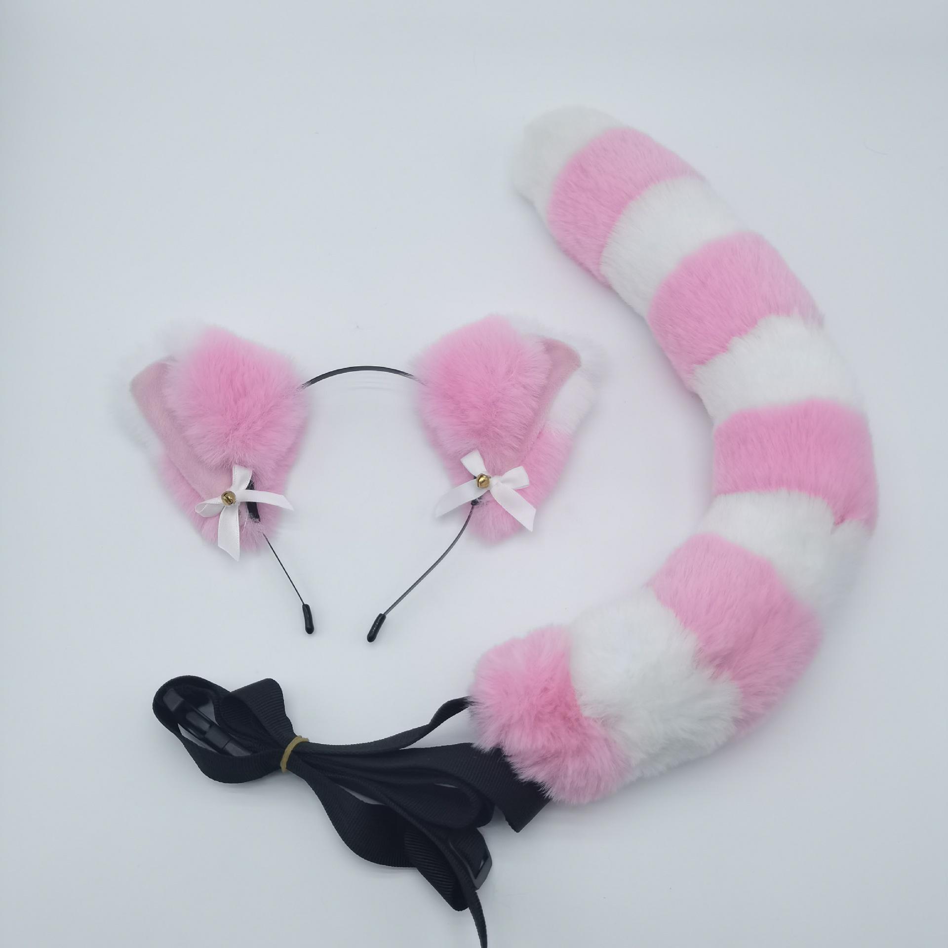Japanese Striped Cat Ears & Tail Set for Halloween - Cute Animal Costume Props