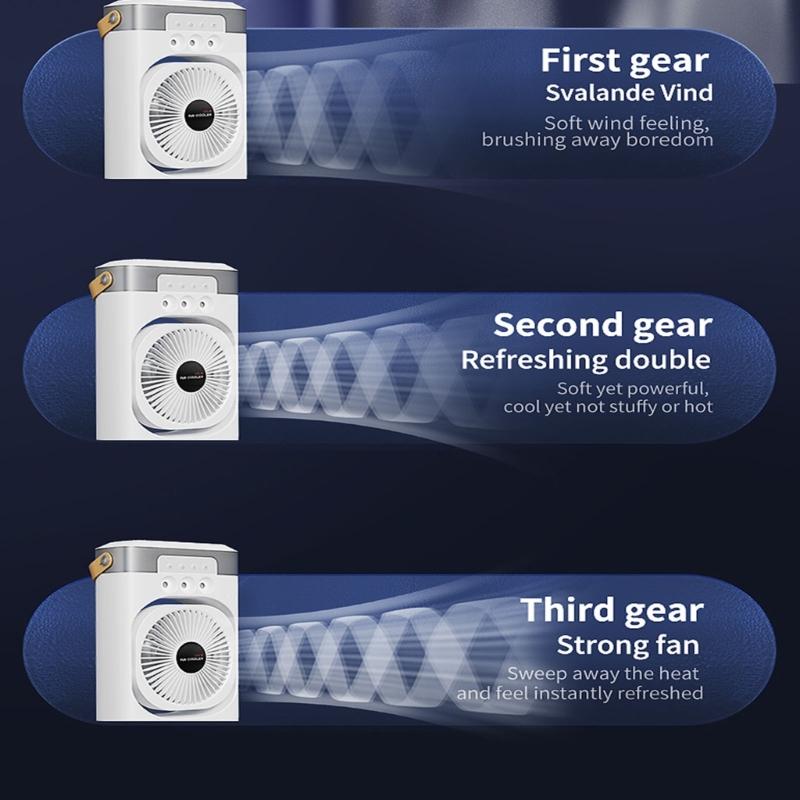 Rechargeable Air Conditioning Portable Desktop Cooling Fan with 3 Speed Suitable for Office and Bedroom Dormitory