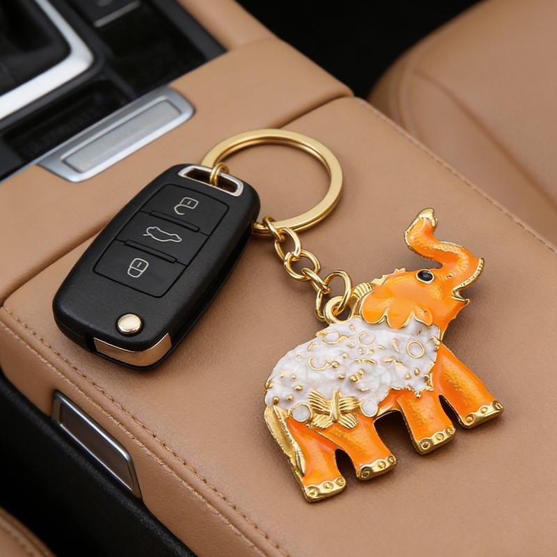 Vintage Colorful Elephant Keychain Creative Cute Animal Bag Car Key Ring For Men Women Gift
