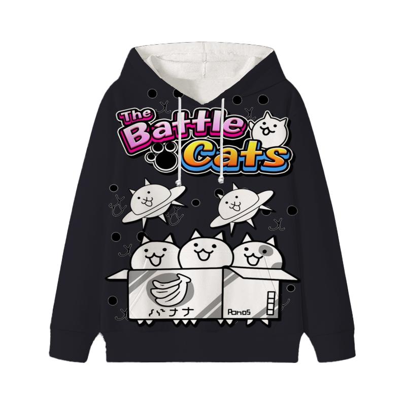 

The Battle Cats Детские толстовки с капюшоном Детский пуловер Повседневная одежда для детей Девочек Мальчиков Мультфильмы Kawaii Топы Толстовки 160 слоновая кость