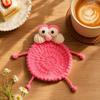 Handmade Crochet Cartoon Style Round Coaster with Four Extended Legs and Decorative Eyes and Nose Detail for Table Protection and Home Use