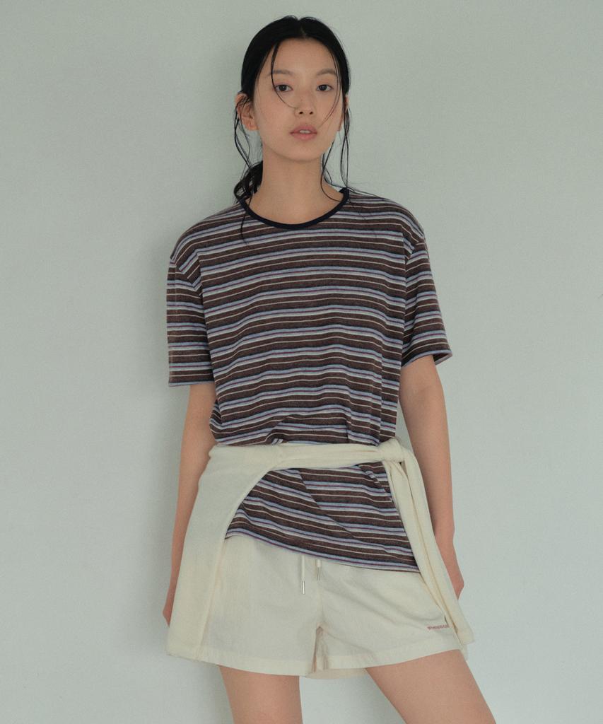 Wednesday Oasis For Woman Vintage Striped Short Sleeve T-Shirt_Brown(Wb6Tp25)