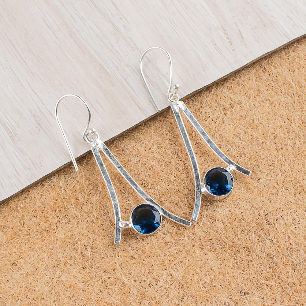 

London Blue Topaz Gemstone 925 Sterling Silver Jewelry Handmade Earrings 1.45 EE-66-5