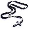 1Pc Religious Wooden Antique Black Cross Rosary Pendant Necklaces Jesus Saint Benedict Beaded Necklace for Men Women Jewelry