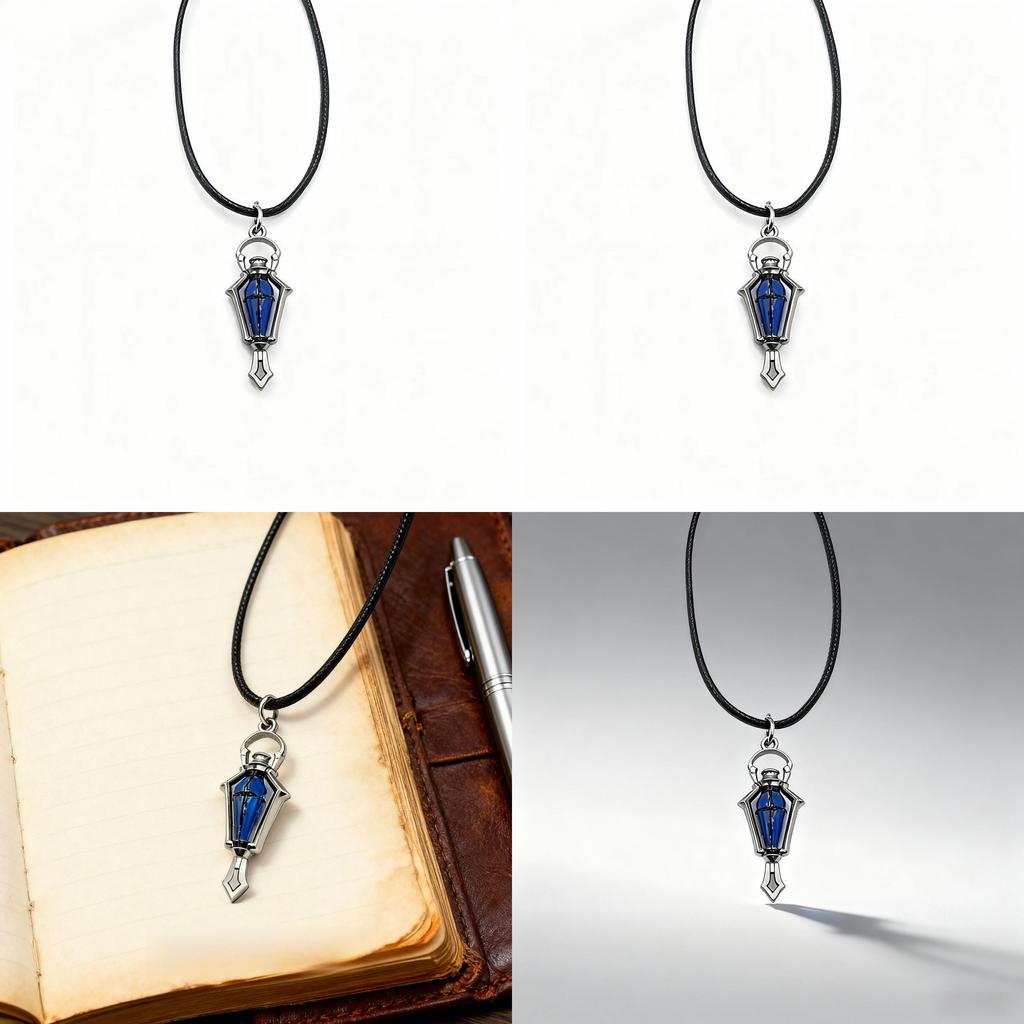 Lantern Decorative Necklace With Leather Cord For Dark Style Fashion Accessory