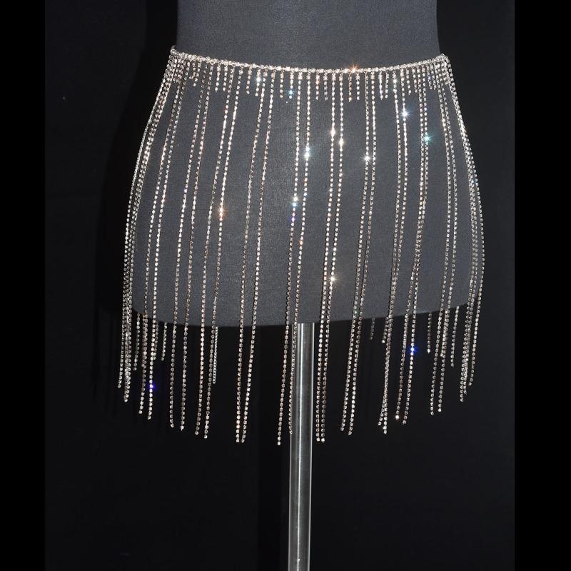 Waist Chain Body Chainsexy Shiny Tassel Rhinestone Skirt Belly Dance Body Chain