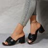 Fashion Concise Square Toe Slippers Women 2025 Summer Square High Heels Wrinkled Decoration Slides Women Slip On Plus Size Daily Shoes