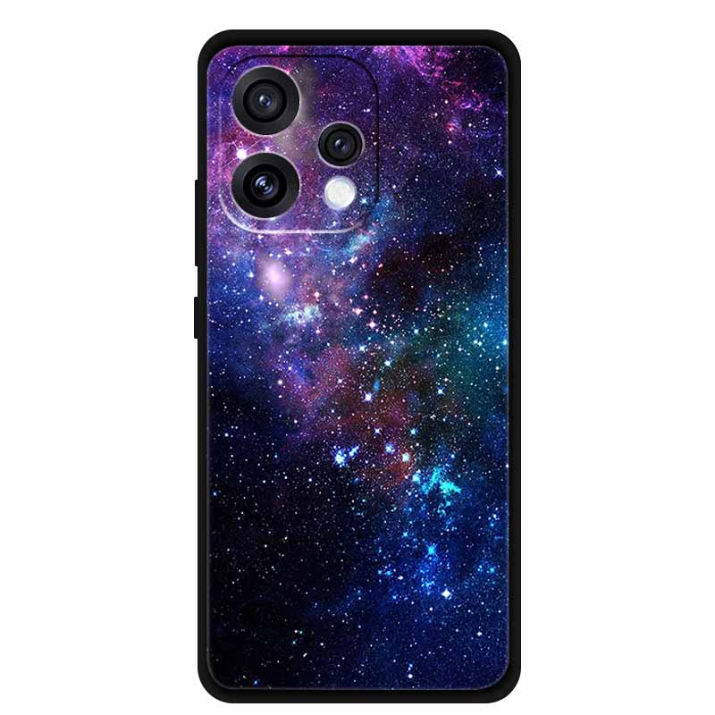 Case For Oppo Reno 15C 5G Colorful Flowers Black Soft Silicone TPU Phone Cases For Oppo Reno15 5G Shells Protection Bumper Funda