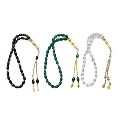 Glass Prayer Beads Tasbih 33 Muslims Prayer Beads Rosary Beads Bracelet with Tassels Muslims Islams Misbaha Bracelet