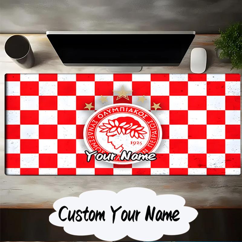 Custom Name Mouse Pad Olympiacos Fc Crest Design Mouse Pad, Gaming Mouse Pad, Keyboard Pad, Desk Decor for Computer Notebook Fan Birthday Gift
