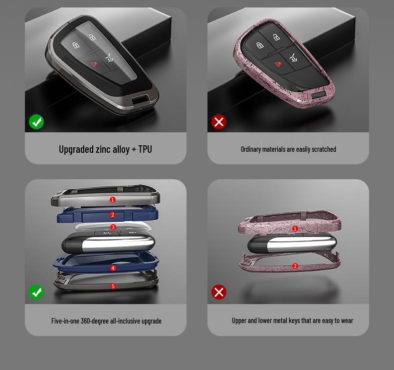 Metal Shell Snap Button Key Case for Buick Envision S and GS 2022 Models