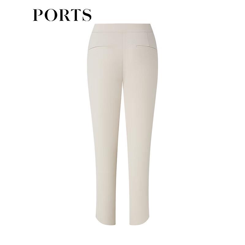 PORTS Women's Oatmeal Gray Slit-Hem Slim Casual Pants