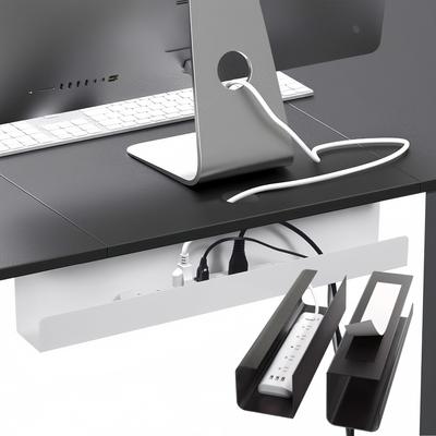 1pc Wide Under Desk Cable Raceway Cable Management Tray Metal Cord Organizer for Office & Home Use Power Strip Holder Included