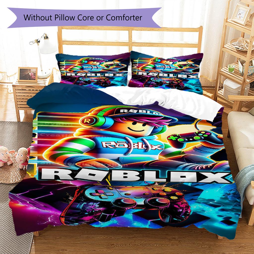 Roblox ,Pattern Bedding Quilt Set Quilt Cover Pillowcase Home Decoration Birthday Gift (1 * Duvet Cover + 2 * Pillowcase, Without Core)