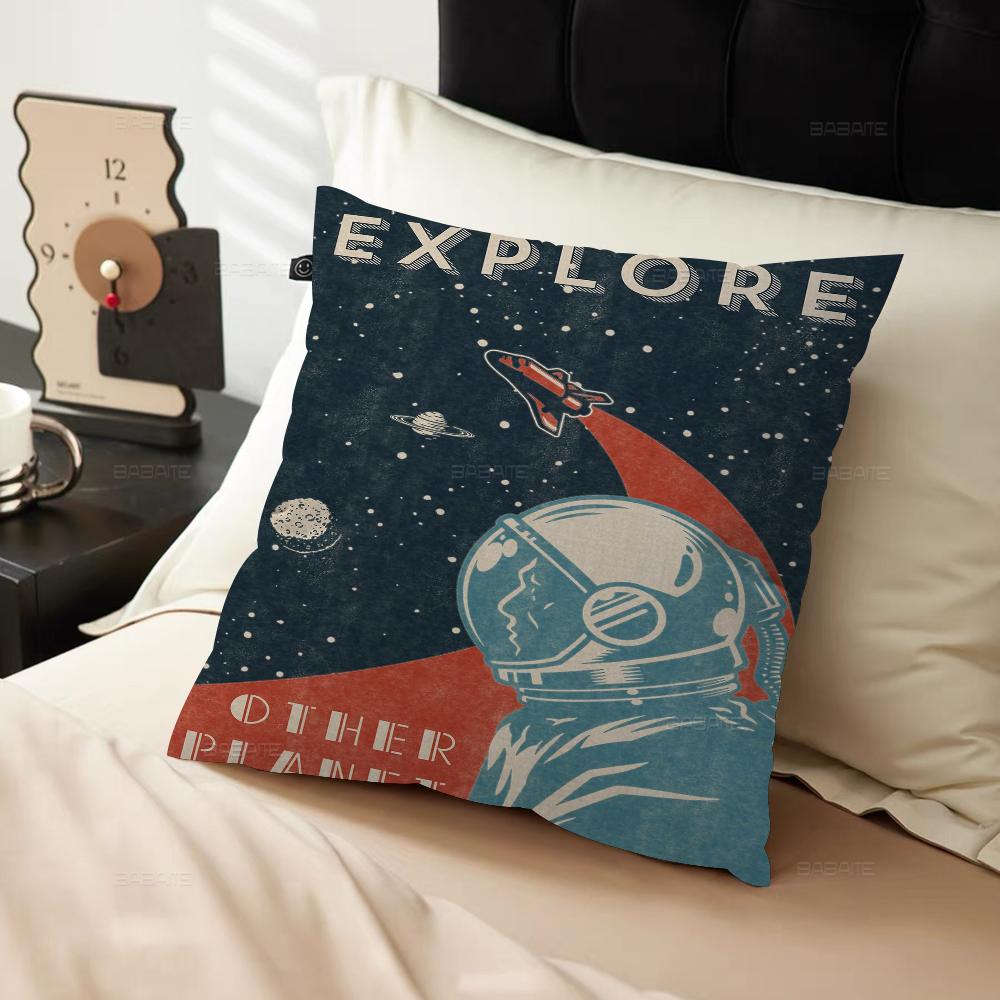 Art Painting Space Retro Alien Travel Landscape Cushion Cover Pillowcase Upholstery Sofa Throw Pillow Home Decor Pillowcas