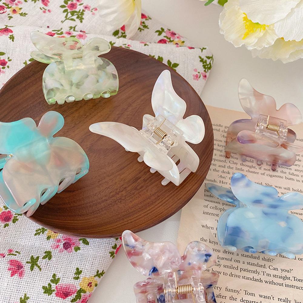 Cute Sweet Women Butterfly Girls Acetic Acid Crab Clips Hair Claw Headwear Butterfly Hair Clips