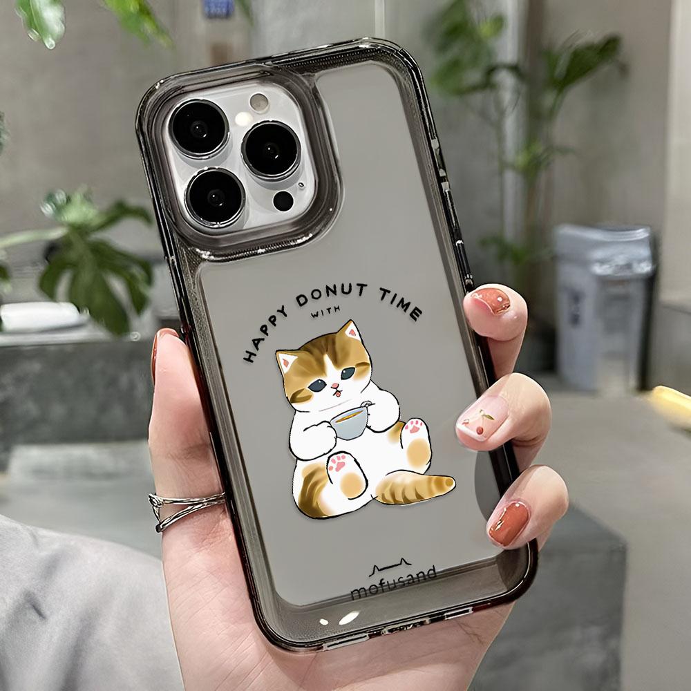 Phone Case For Iphone 17 16 Pro Max 15 14 13 12 11 Plus 16 17 Soft Cover Coffee Cat For Iphone Air Case Cover