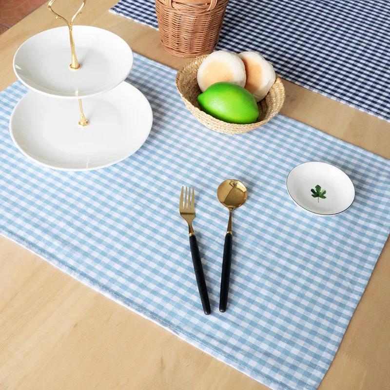 1Pc 30x40cm Classical Plaid Cotton Dinner Table Cloth Napkins Kitchen Placemat Home Party Decoration