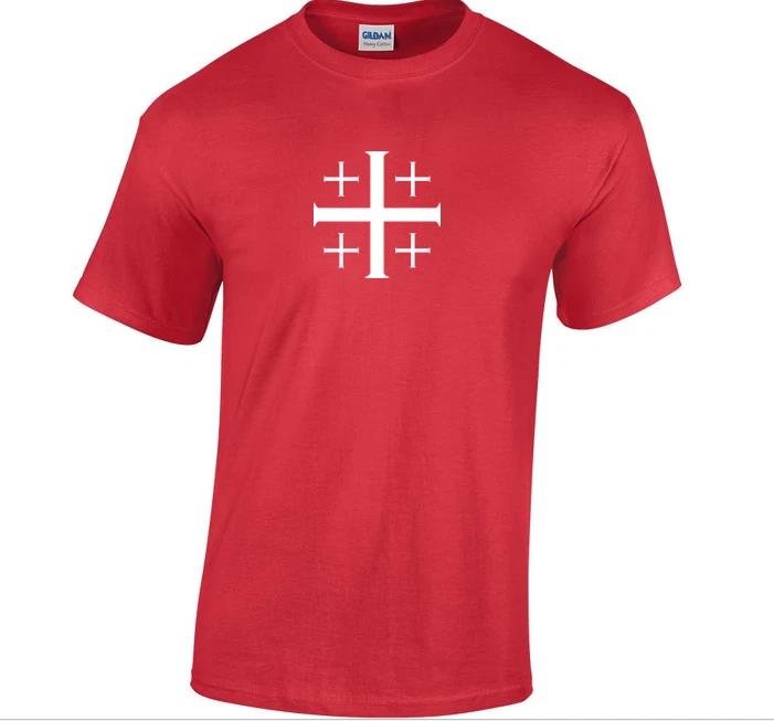 White Jerusalem Cross Knights Templar T-Shirt Red Christian Jesus God T Shirt S