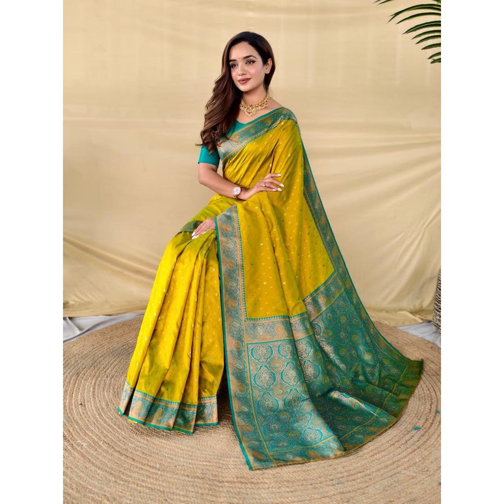 Pure soft paithani silk saree woth beautiful contrast weaving border with allover beautiful weaving and rich weaved pallu