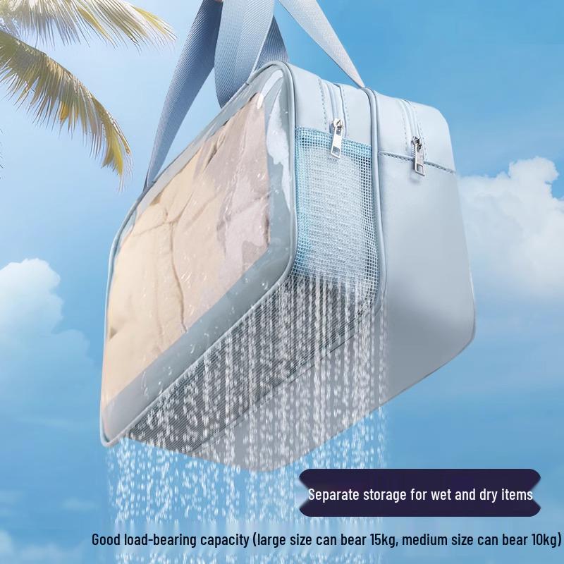 Waterproof Toiletry Bag: Women's Large Capacity Makeup & Cosmetics Travel Bag, Wet/Dry Separation, Portable Handheld Design.