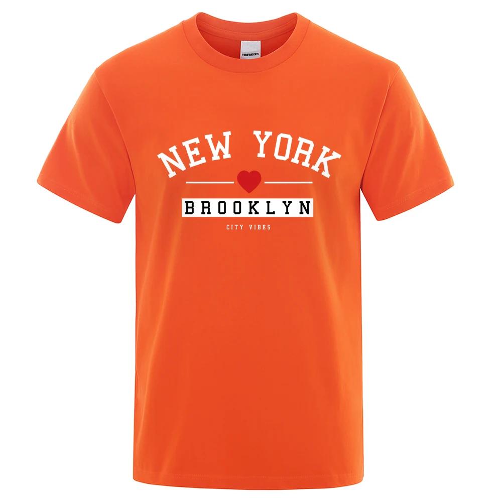 New York Brooklyn City Vibes Letter Clothes Men Creativity Cotton T-Shirt Fashion O-Neck T-Shirt Breathable Oversize Tops Summer