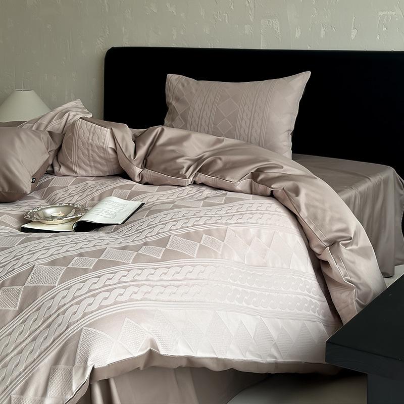 100 High-Grade Pure Cotton Four-Piece Set, Class A Maternal And Infant Grade Cotton Jacquard Quilt Set, Light Luxury Bedding Set