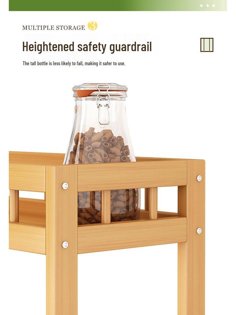 Movable Narrow Kitchen Storage Rack: Multi-Layer, Floor-Standing, Multi-Functional Organizer for Seasonings and Daily Essentials