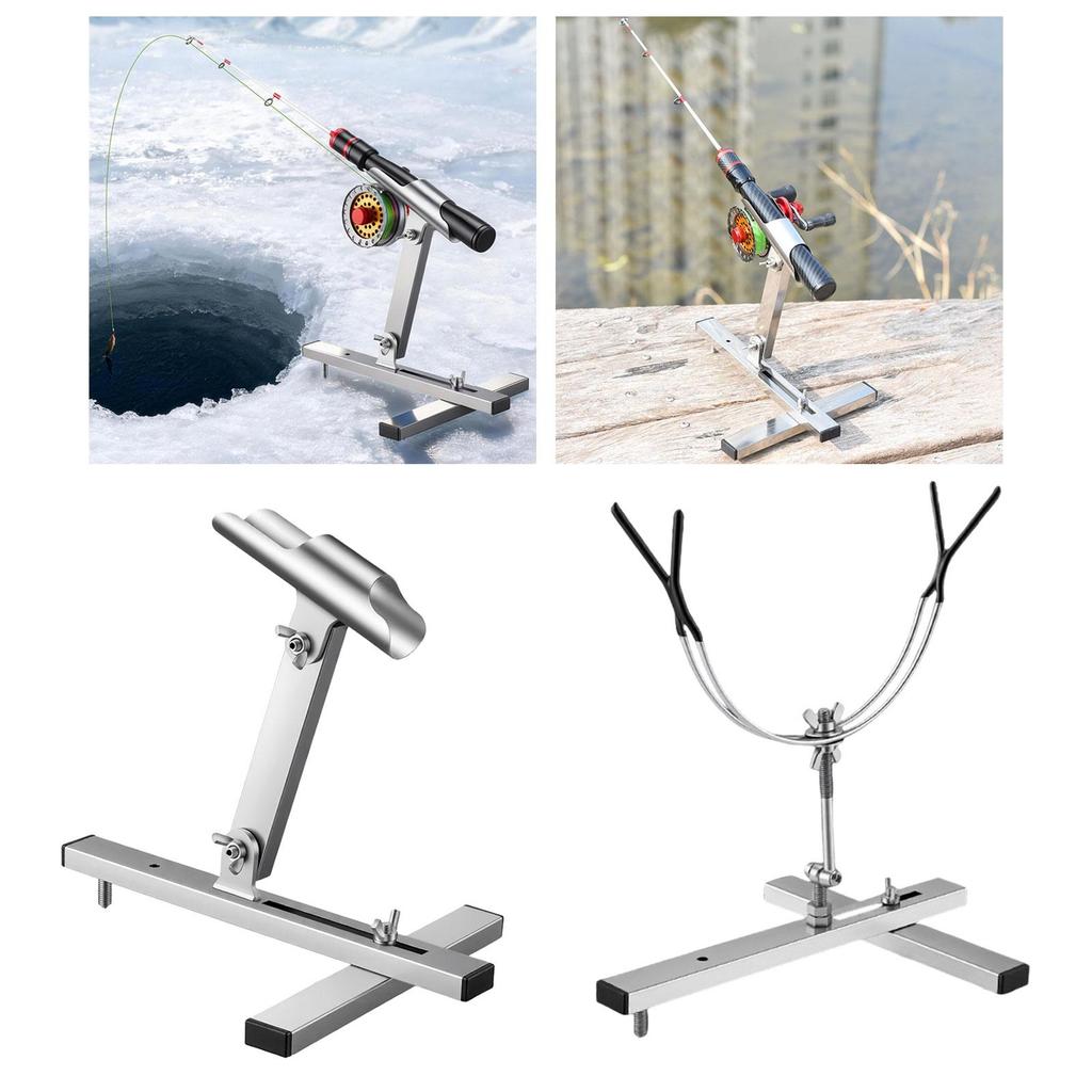 Adjustable Ice Fishing Rod Holder, Freestanding Winter Holder Made of Metal.