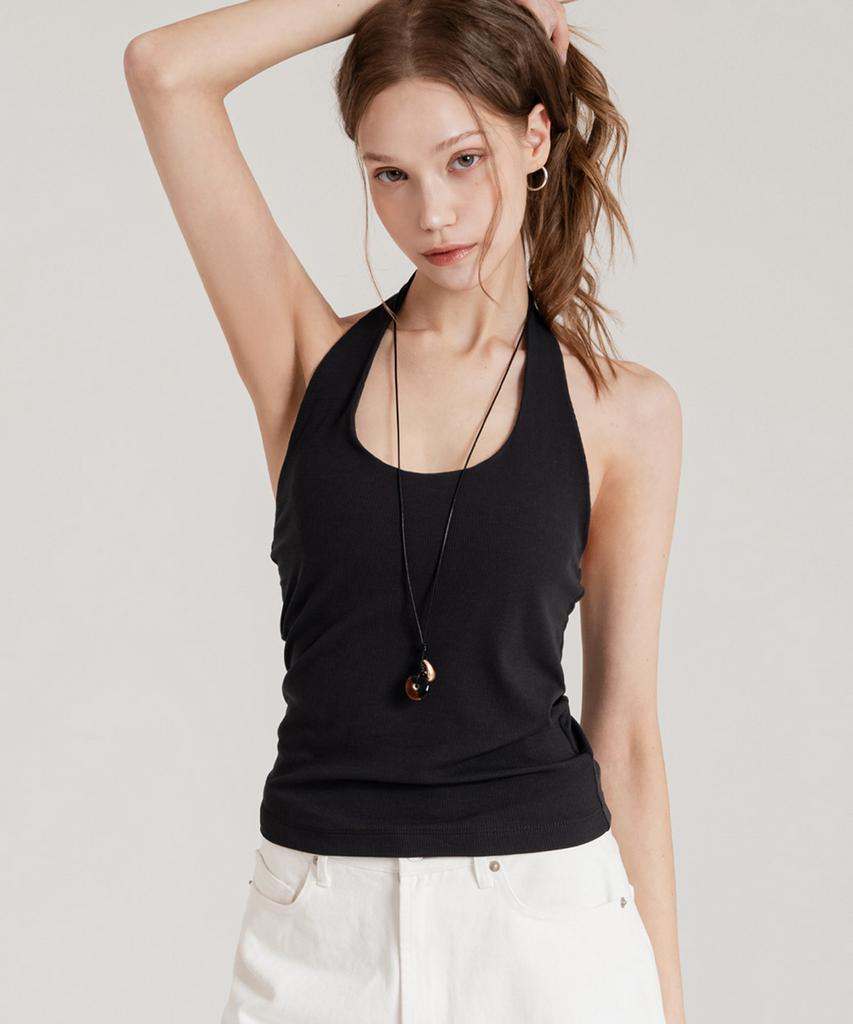 SSIN AND LEE Sleek Halterneck Sleeveless Charcoal