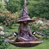 Resin Witch Statue Sparrow Feeding Station Weather-Resistant Hummingbird Feeder for Outdoor Garden Backyard Patio Yard Porch