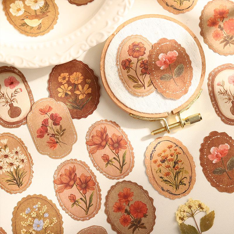 Secret Garden Retro Floral Sticker Pack: Journal & Collage Decoration Gift Set