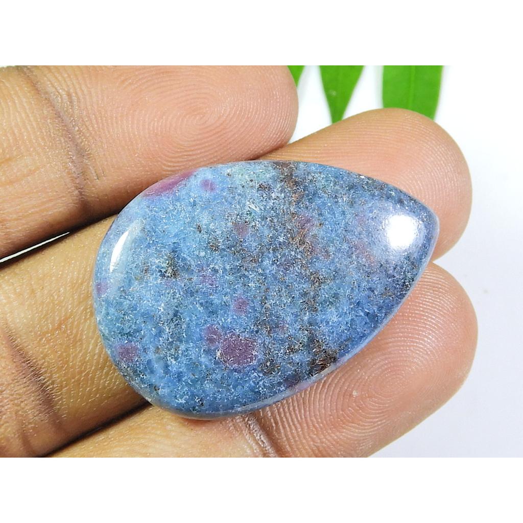 71Cts. Natural Ruby In Kyanite Pear Cabochon Loose Gemstone 23X33X07 MM SK-559