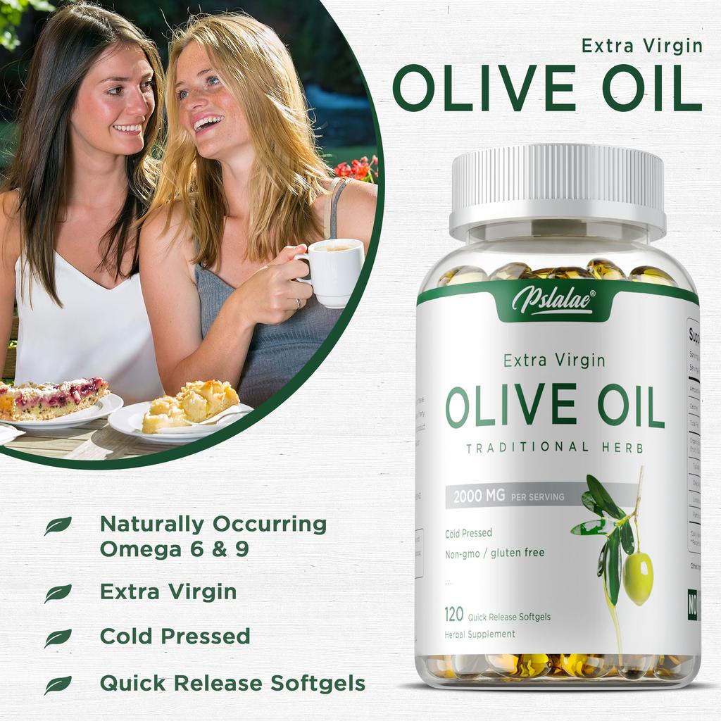 Olivenöl-Kapseln, jede Portion enthält 2000 mg Olivenöl, 120 Weichkapseln pro Flasche, Nahrungsergänzungsmittel, für Erwachsene geeignet.