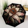 1pc Automatic Open/Close Umbrella with Floral Mandala - Beige/ Brown/Black/ Green/, Compact Folding Design, Sturdy 8-Rib Canop