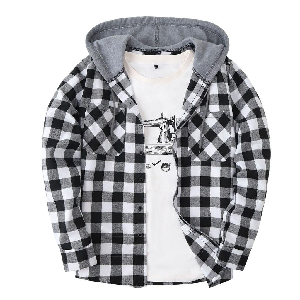 Men's Fashion Trend Hooded Checkered Sportswear