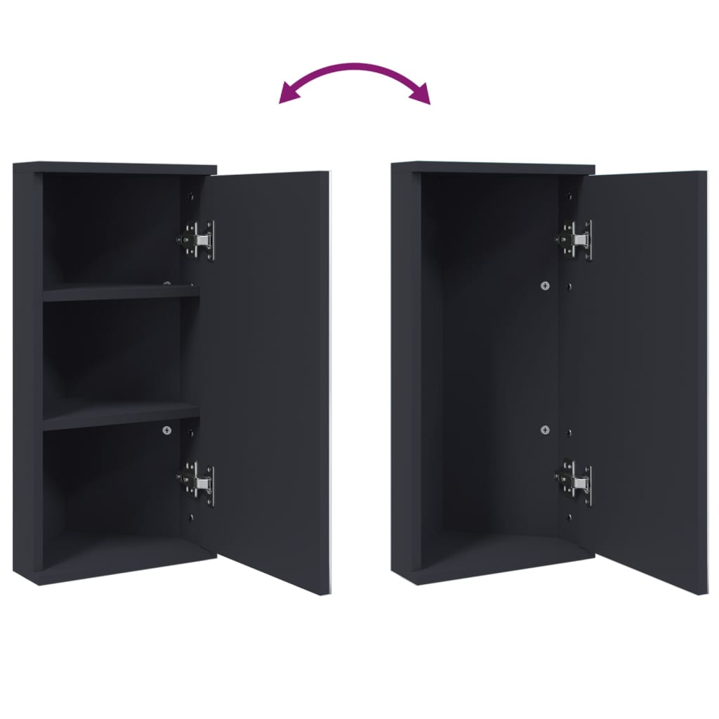 Corner Mirror Cabinet Gray 30 X 24 X 60 Cm