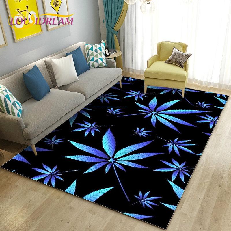 Reggae Music Jamaican Maple Leaf Area Rug,Carpet Rug for Living Room Bedroom Sofa Doormat Decoration,Kid Play Non-slip Floor Mat