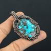 Tibetan Turquoise Pendant, 999 Copper Wire Wrapped Gemstone Jewelry, Handmade Pendant, For Thanksgiving