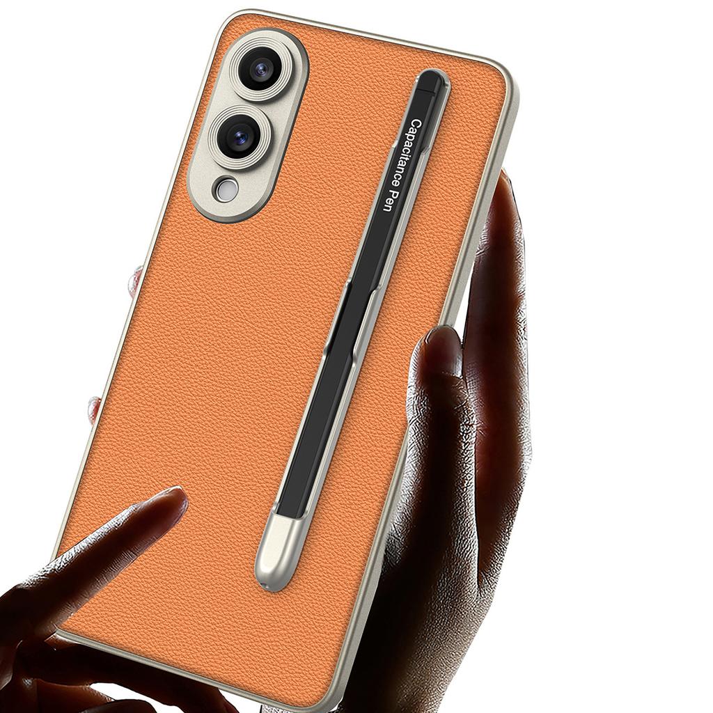 For Samsung Galaxy S25 Edge Case with Stylus Skin Touch PU+TPU+PC Phone Back Cover