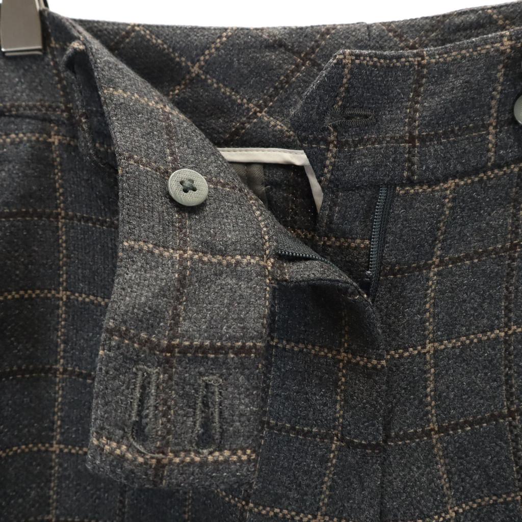INCOTEX Made In Japan Wool Check Straight Pants 42 Gray Women Used