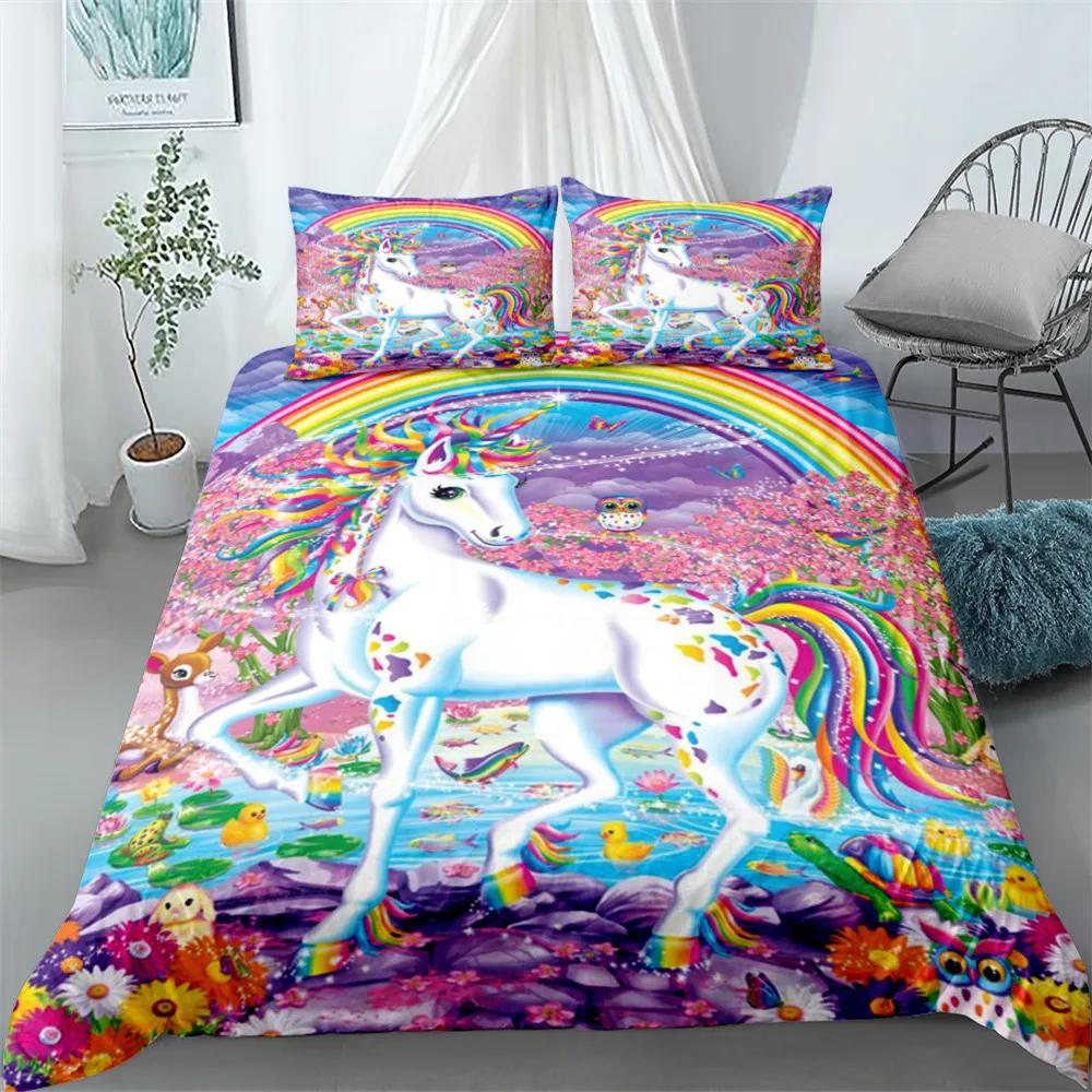 Popular Unicorn Duvet Cover Set Single Twin Double Queen King Super King Size Bed Linen Set